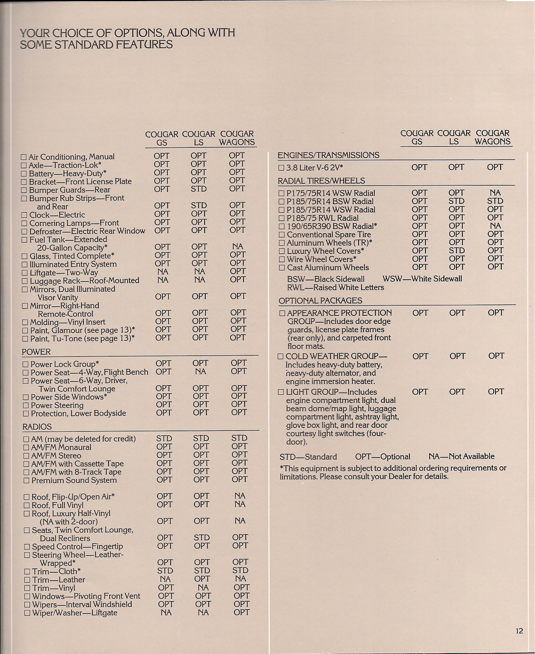 1982 Mercury Cougar Brochure Page 1
